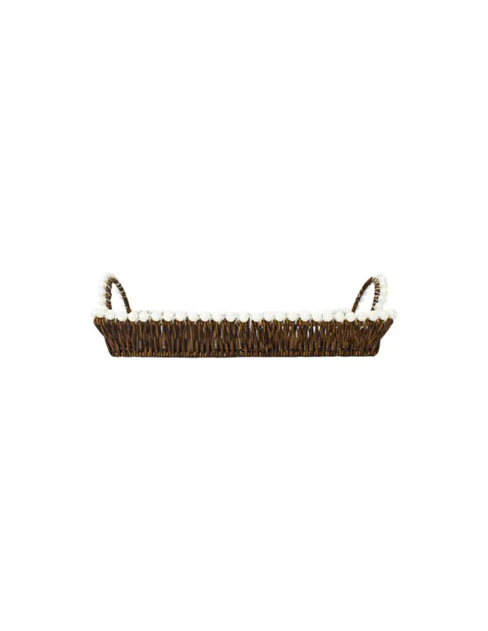 Cesta de plástico café rectangular con perlas en las orillas de 31x21x11cm - Image 4