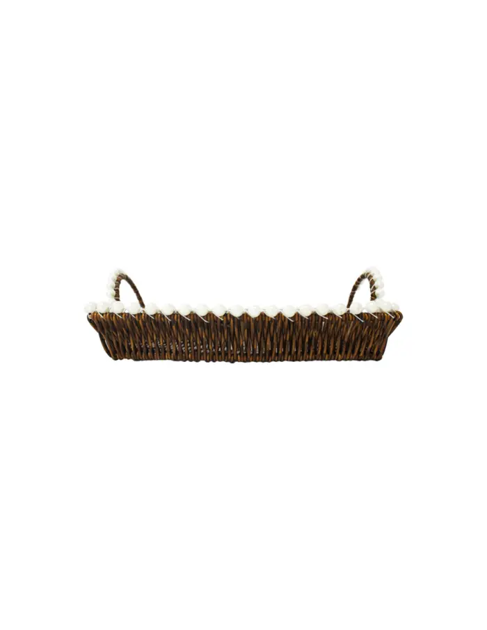 Cesta de plástico café cuadrada con perlas en las orillas de 26x1x11cm - Image 4