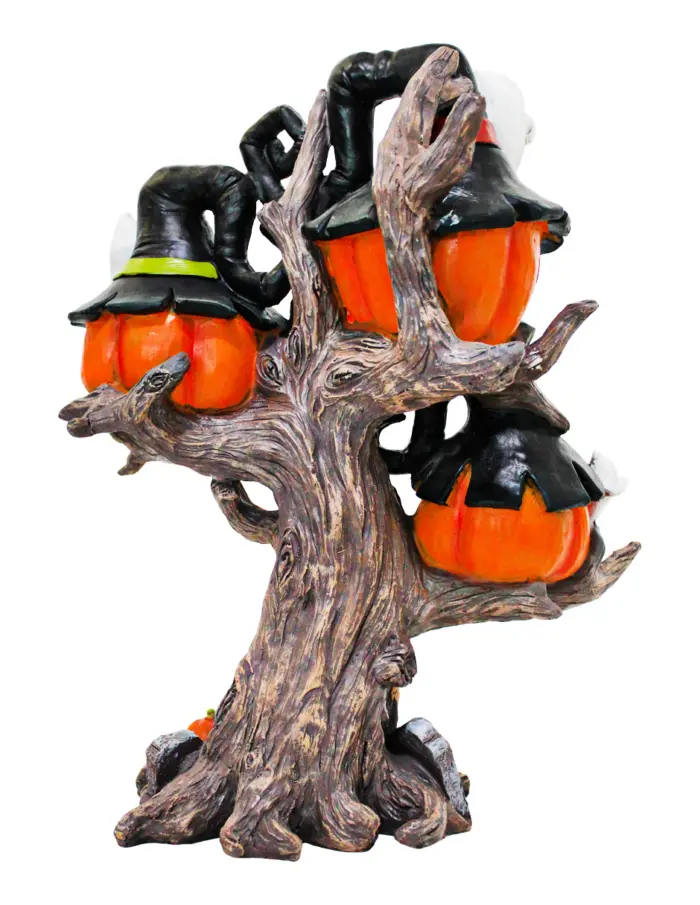 Árbol con calabazas y fantasmas de poliresina de 29x16.5x36.8cm con luz led de 2X1.5V cc 2X300mAh 2X - Image 3