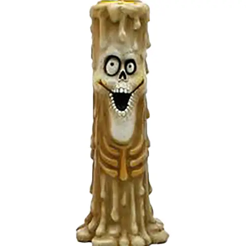 Candelabro diseño vela de poliresina blanca con rostro de esqueleto de 10.7×9.2×22.5cm