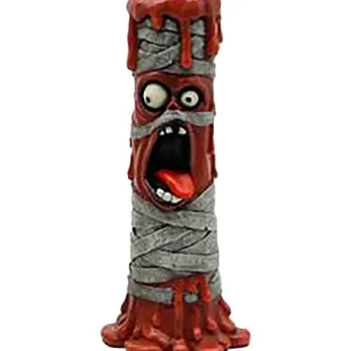 Candelabro diseño vela de poliresina con rostro de momia de 10.7×9.2×22.5cm