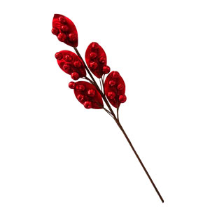 Vara con hojas y frutos rojos de 57cm