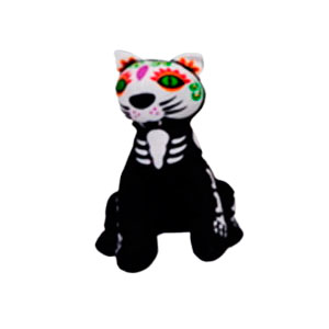Gato de tela diseño esqueleto de 25cm