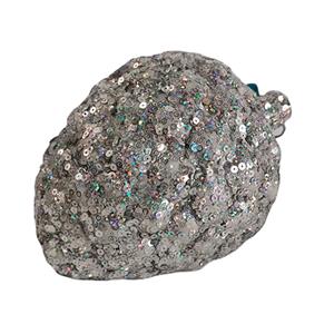 Bellota de cerámica con diamantina plateada de 13.5×10.5×10.5cm