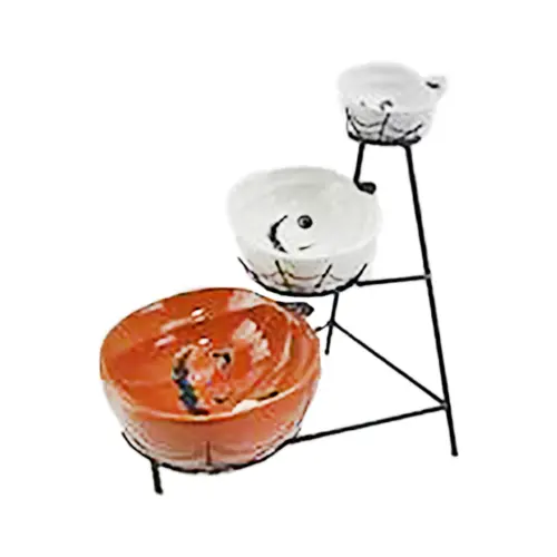 Base de metal negra con bowl diseño calabaza de 33.3x22x34cm