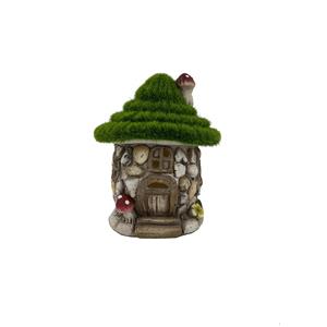 Casa de árbol de poliresina con techo verde de 13.5×13.5x17cm