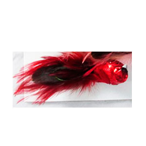 Pajaro de cola larga rojo con pinza de 15.5cm