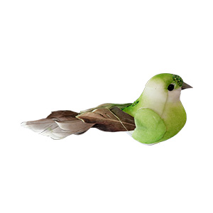 Pajaro gorrion verde con pinza de 11.5x4x5cm