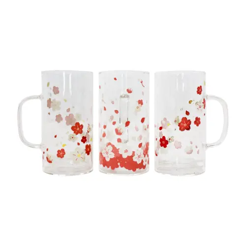 Juego de 3 tarros de vidrio transparentes con flores