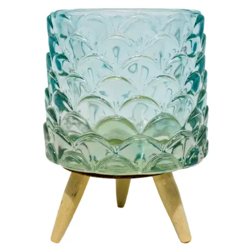 Candelabro de vidrio azul