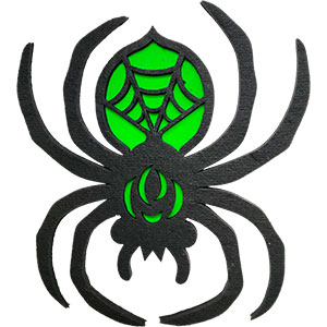 Araña colgante con telaraña verde de 45×1.8x50cm