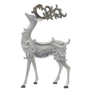 Venado de resina plateado con diseño encaje de 25x13x41cm