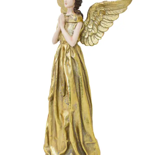 Angel orando de poliresina dorado de 13×19.5x37cm