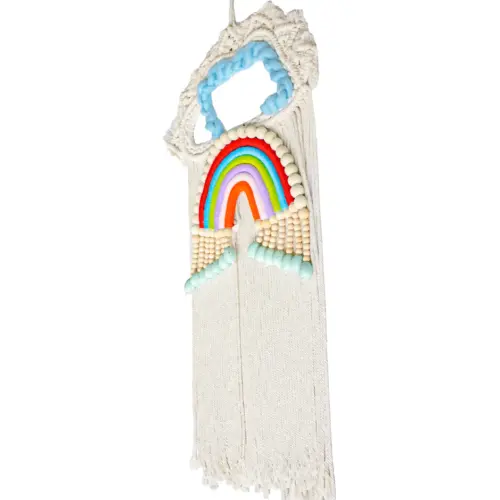 Colgante de pared de macrame rojos y azules de39x83x3.5cm