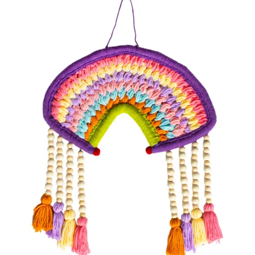 Colgante de pared de macrame multicolor de 31x39x2cm