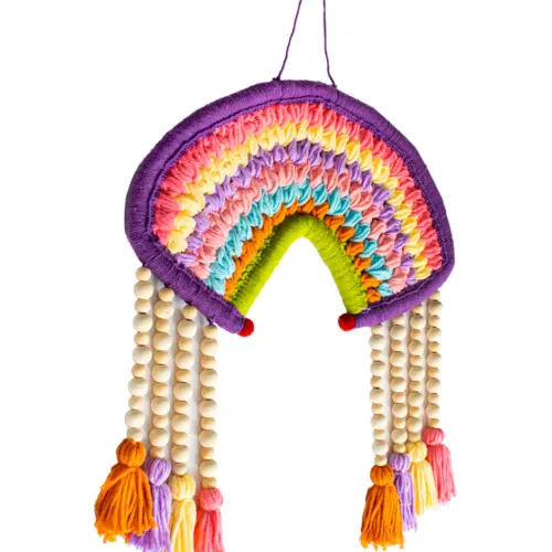 Colgante de pared de macrame multicolor de 31x39x2cm