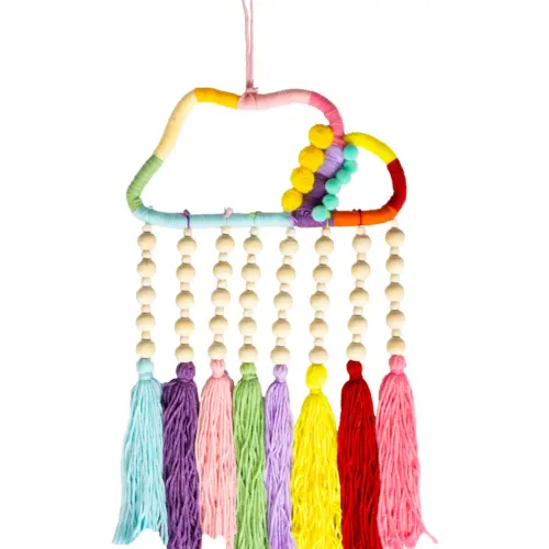 Colgante de pared de macrame multicolor de 29x45x4cm