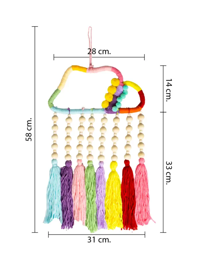 Colgante de pared de macrame multicolor de 29x45x4cm - Image 5