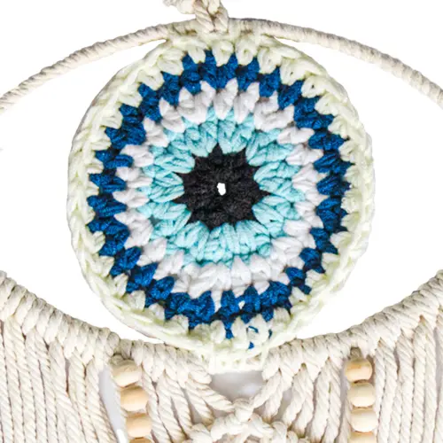 Colgante de pared de macrame con ojo turco de 31x2x73cm
