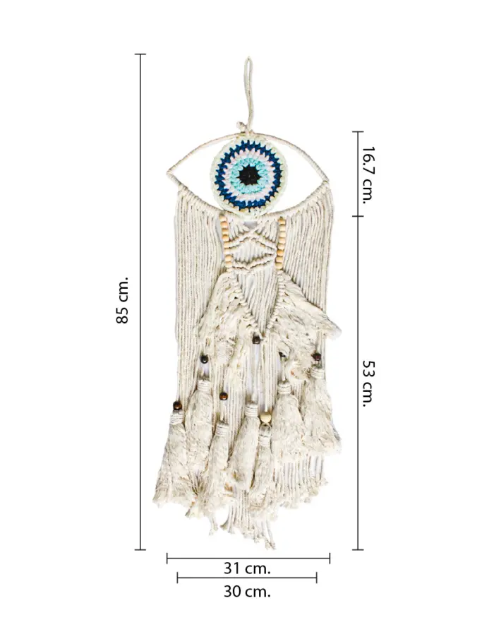 Colgante de pared de macrame con ojo turco de 31x2x73cm - Image 4