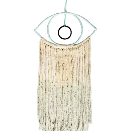 Colgante de pared de macrame diseño atrapa sueños ojo turco de 29.5x1x53cm
