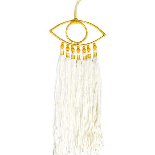 Colgante de pared de macrame diseño ojo turco natural de 22.5x1x48cm