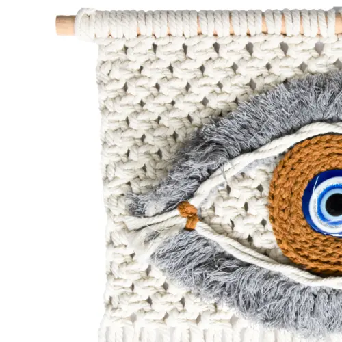 Colgante de pared de macrame diseño ojo turco tejido de 40x2x60cm