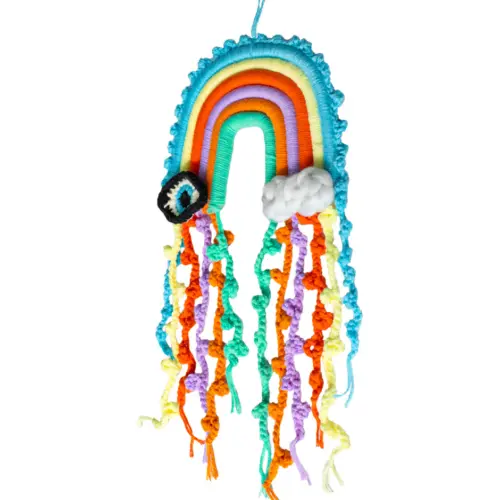 Colgante de pared de macrame diseño caídas de colores de 25x4x50cm