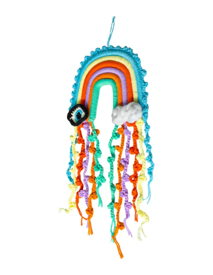 Colgante de pared de macrame diseño caídas de colores de 25x4x50cm - Image 2