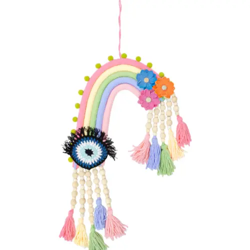 Colgante de pared de macrame diseño color pastel de 30×2.5x55cm