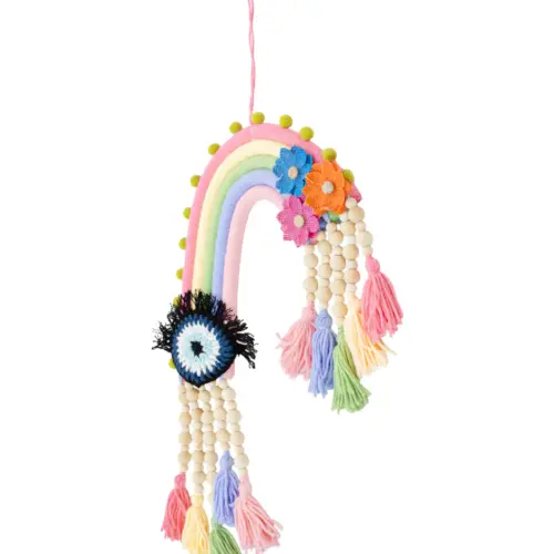 Colgante de pared de macrame diseño color pastel de 30×2.5x55cm