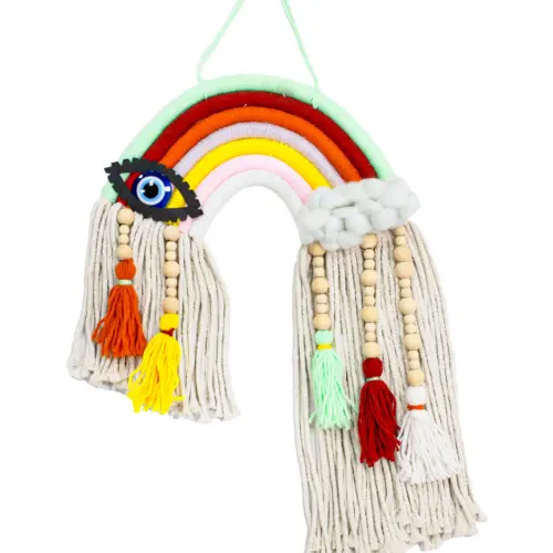 Colgante de pared de macrame diseño color rojizos de 26×2.5x48cm