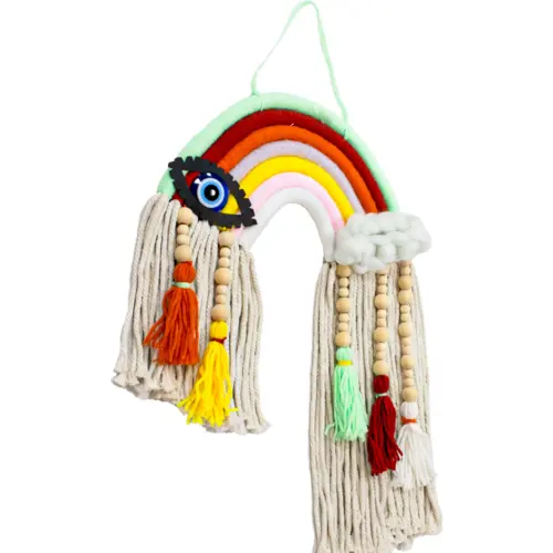 Colgante de pared de macrame diseño color rojizos de 26×2.5x48cm