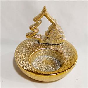 Candelabro de resina plateado con árbol de 9.7×9.7x9cm