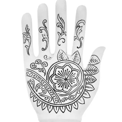 Mano de poliresina blanca con grabado negro de 13×9.5×5.5cm