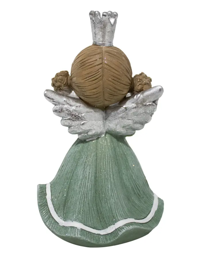 Reina de poliresina con vestido verde y corazon de 11.5x10x19.5cm - Image 3