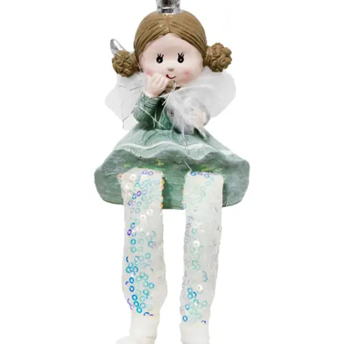 Reina de poliresina con pies colgantes verde de 8×6.5x18cm