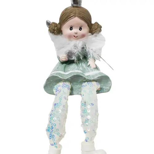 Reina de poliresina con pies colgantes verde de 8×6.5x18cm
