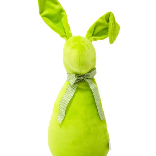 Decoración diseño conejo de tela verde liso con moño verde con puntos de 10x15x58cm