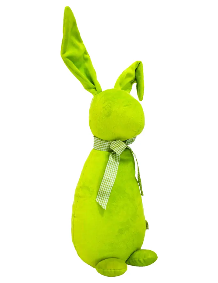 Decoración diseño conejo de tela verde liso con moño verde con puntos de 10x15x58cm - Image 2
