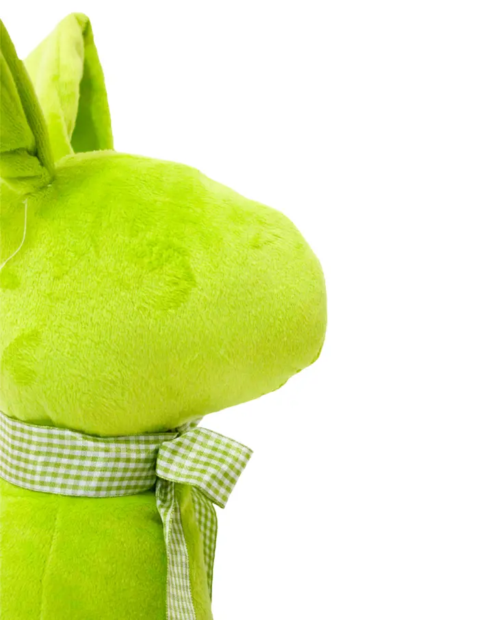Decoración diseño conejo de tela verde liso con moño verde con puntos de 10x15x58cm - Image 3