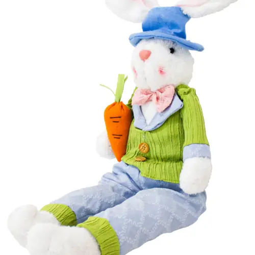 Decoración diseño conejo sentado con suéter verde de 8x17x64cm
