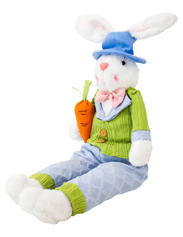 Decoración diseño conejo sentado con suéter verde de 8x17x64cm - Image 2