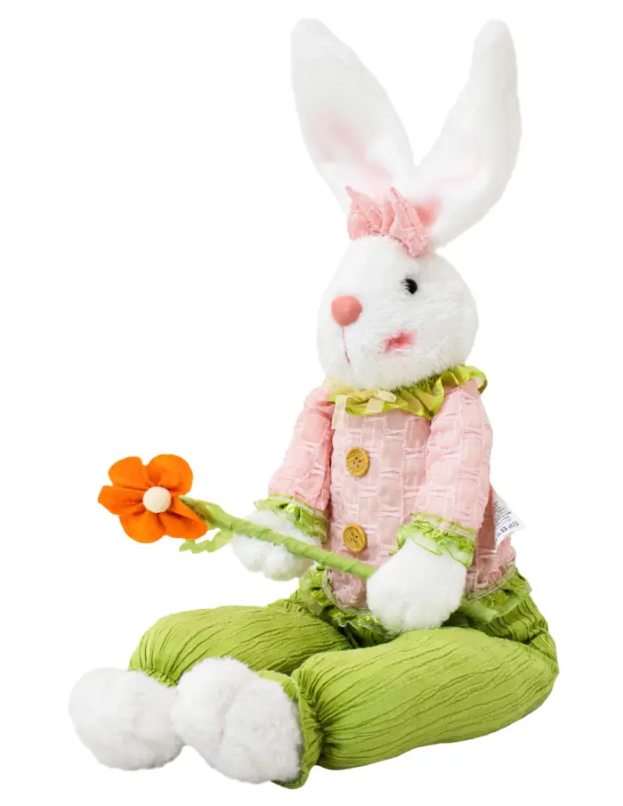 Decoración diseño conejo sentado con suéter rosa de 8x17x64cm - Image 2