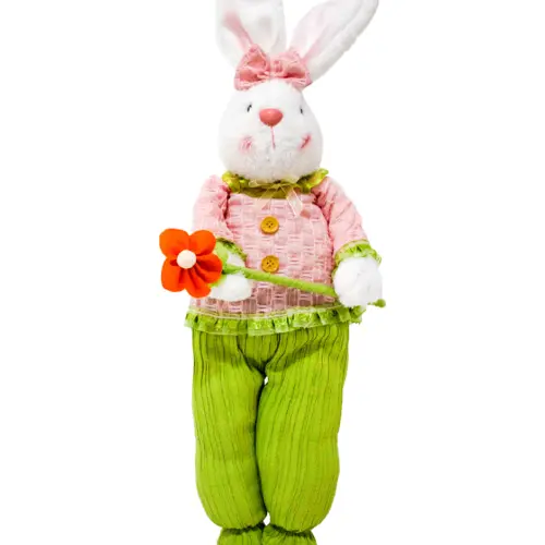 Decoración diseño conejo sentado con suéter rosa de 8x17x69cm
