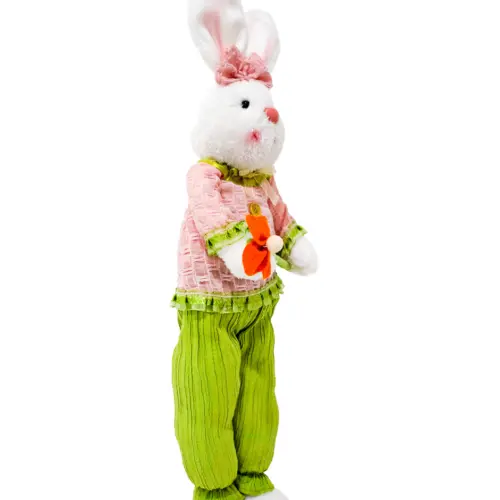 Decoración diseño conejo sentado con suéter rosa de 8x17x69cm