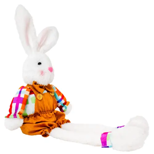 Decoración diseño conejo sentado con overol de 7x15x56cm