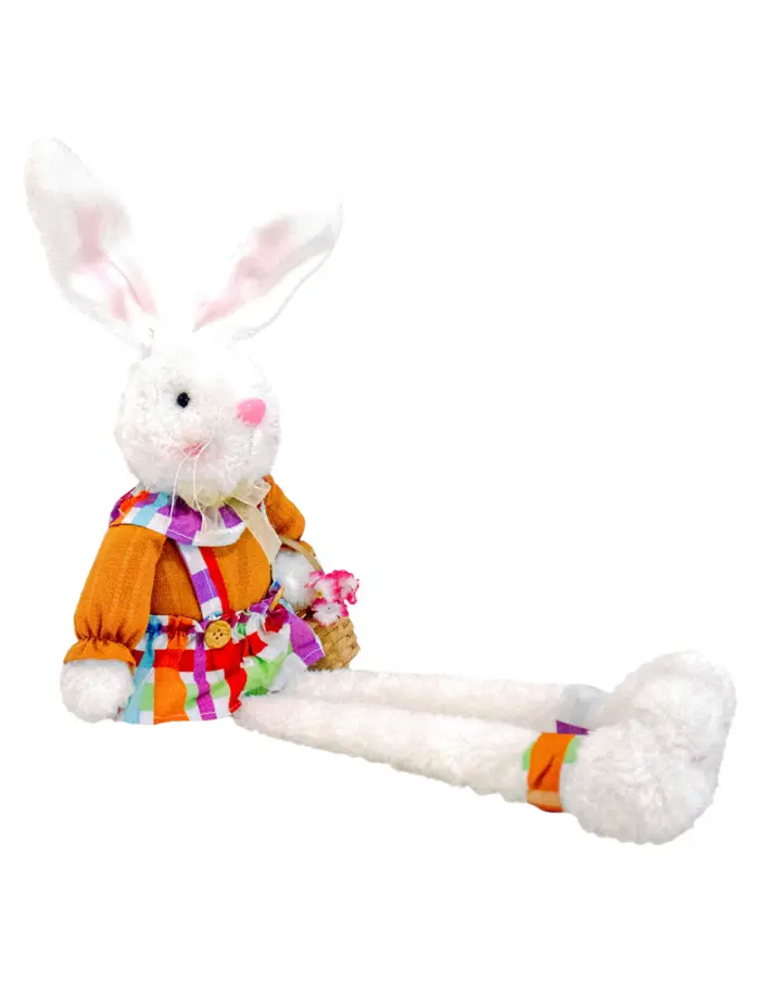 Decoración diseño conejo sentado con falda de cuadros de  7x15x56cm - Image 2