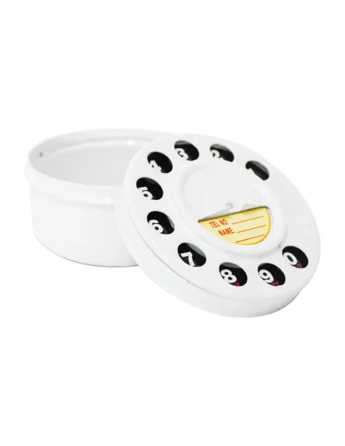 Cencicero redondo con tapa diseño teclado de telefono blanco de 9.5cm - Image 2