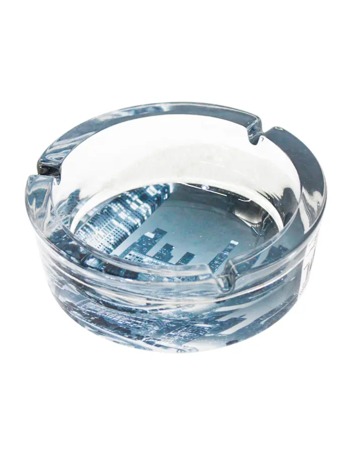 Cenicero de mesa de cristal redondo con dibujo de ciudad de Nueva York de - Image 2